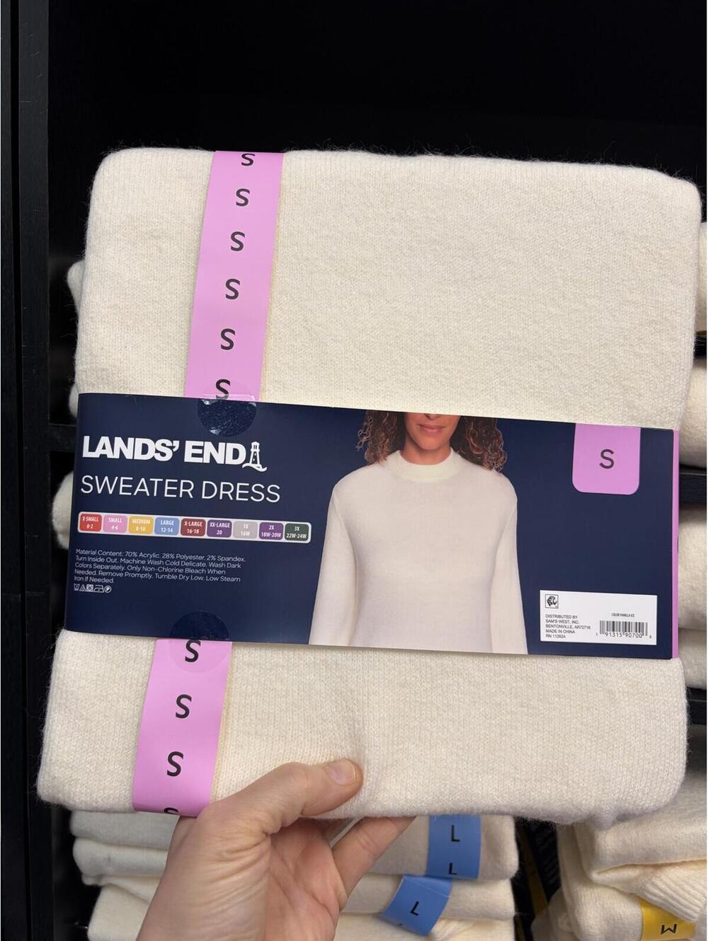 Lands End Cream Sweater Dress Size Small